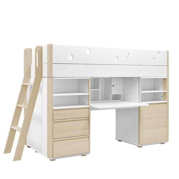 Funflex Hochbett mit Schreibtisch und Schränken
